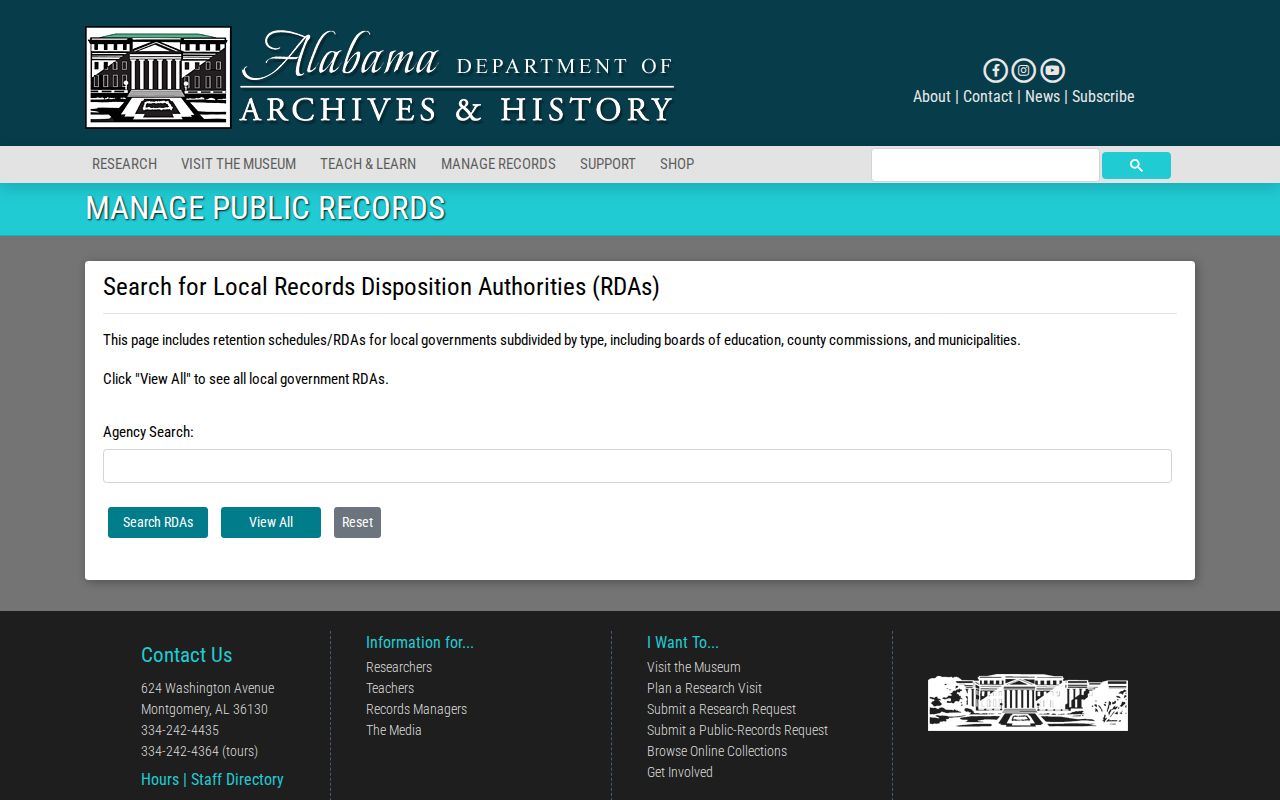 Alabama Archives local records search for Dallas County arrest report retention